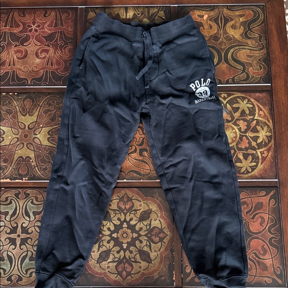 Polo by Ralph Lauren Boys Black Sweatpants with White Logo
